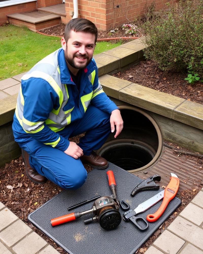 Engineer ready for drain unblocking job